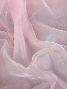 1 mảnh vải organza mỏng manh họa tiết sao, chất liệu vải trong suốt sang trọng dùng làm váy cưới, chân váy dài thướt tha cho sàn diễn thời trang. - hồng - Xem 1