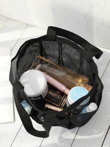 1pc Portable Travel Toiletry Bag, Multi-Functional Waterproof Cosmetic Pouch With Smooth Zipper, Lightweight And Durable Organizer Bag For Cosmetics, Skincare, Toiletries, Shampoo, Body Wash And Personal Items - Black - View 8