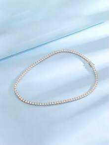 1pc 4mm Tennis Chain, Zinc Alloy Multi-Layer Chain Necklace For Men, Rock Hip Hop Rap Style, Classic Design Ensures Versatility And Practicality, Presents Unparalleled Brilliant Luster, Suitable As Friend Gathering, Birthday, Party Gift - Fashion Tennis Chain - View 8