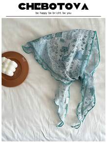 1条可爱动物卡通印花涤纶三角围巾/领巾，适合春、夏、秋季佩戴。 - 彩色 - 查看 12