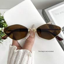 New Stylish Frameless Glasses With Cut Metal Side Beams, Unique Retro High-End Design, Suitable For Both Men And Women, Ideal For Street Photography, Fashion Shows, And Everyday Wear. - hồng - Xem 6