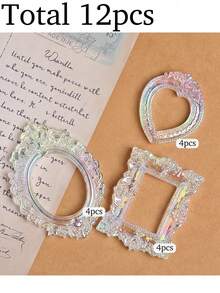 12pcs Vintage Victorian Style Mini Photo Frames Decor, Retro Mini Photo Frame Shooting Props, DIY Decor Shooting Scene Props, Dollhouse Accessories, DIY Mini House Furniture Model, Handcraft Hobby, Mini Decor, Creative Display, Jewelry Positioning Frame, Jewelry Display Props, Gift For Birthday, Graduation - Multicolor - View 14