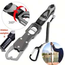 18kg Capacity Heavy Duty Fish Lip Gripper, Stainless Steel Fish Lip Clamp With Spring Rope And Carabiner, Durable Design, Corrosion Resistant, High Quality Metal, Suitable For Outdoor Sports Enthusiasts And Leisure Fishing - Multicolor - View 4