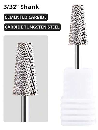 Flat Top 5in 1 Professional Nail Drill Bit Cross Tapered Nail Bits 3/32" 2 Way Electric File Nail Drill Accessories Manicure Gel Polish Removal Tool (Fine),For Manicure And Pedicure Use