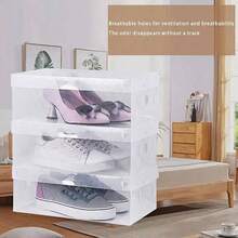 Caja de zapatos portátil 3 piezas/6 piezas/12 piezas/24 piezas Caja de zapatos plegable y apilable a prueba de polvo y humedad Cubierta de zapatos transparente - Ver 4