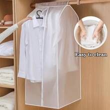 Transparent Hanging Garment Bag With Zipper, Dustproof Clothes Cover For Wardrobe Storage, Breathable PEVA Clothing Protector For Suit, Dress, Coat - Semi-transparent Color 50*60*90cm - View 7