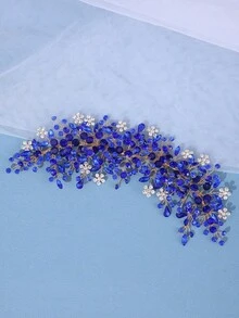 1 chiếc băng đô pha lê thanh lịch dành cho nữ, phụ kiện tóc búi cao sang trọng thủ công, vương miện cưới cô dâu, quà tặng sinh nhật công chúa. - Màu xanh lam - Xem 3