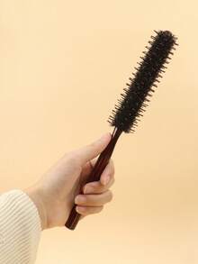 Bộ 3 lược tròn mini, lược cuộn tóc nhỏ cán gỗ, dụng cụ tạo kiểu tóc bằng lông nylon phù hợp với kiểu tóc hijab, uốn tóc mái và nâng chân tóc. - màu nâu - Xem 12