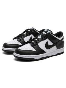 Kids' DUNK LOW Retro Color Block Casual Sneakers, Spring 2026 New Arrival, Low-Top Sports Shoes CW1590-100 - Black and White - View 2