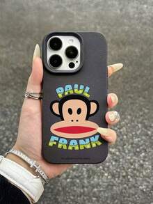 官方授权 Paul Frank 荔枝纹理手机壳，全包防震保护，带摄像头保护盖，卡通猴子图案和字母纹样，全新设计，适用于 13/14/15/16/17 Pro Max - 彩色 - 查看 2