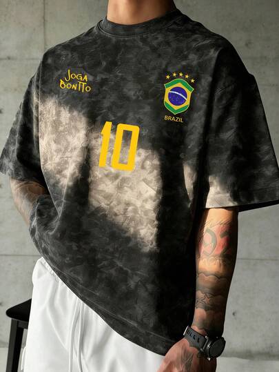 Simple Studio | Men's Retro Minimalist Numeric Sports Print Washed Short Sleeve T-Shirt | Suitable For Summer Wear | Comfortable & Breathable | Leading Fashion