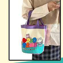 1pc Cute Cartoon Color-Blocking Handbag, Adorable Large Capacity Commuter Tote Bag, Soft And Healing Style! Foldable Portable Shopping Bag, Versatile Cute And Durable Tote Bag - Multiple Styles - View 15