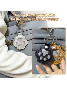 1pc/2pcs/3pcs Commemorative Leather Pet Hair Keepsake Bag - Multipurpose Portable Keychain, Cat Dog Hair Storage Keychain, Cat & Dog Lovers Gifts, Fur Keepsake Keyring - Pet Memorial Gifts, Suitable For Cats And Dogs, Pet Memorial Hair Storage Box, Dog Cat Paw Shape Leather Keychain Pendant - Multicolor - View 7