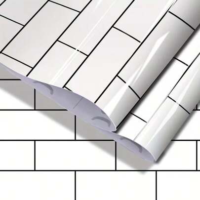 1 Roll Self-Adhesive Kitchen Wall Tiles Stickers, Waterproof, Oil-Proof, Heat-Resistant Wallpaper, Home Decoration Contact Paper, Peel And Stick, Easy To Clean And Cut, Suitable For Renovation In Living Rooms, Bedrooms, Bathrooms, And Dormitories
