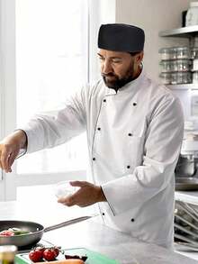 1 chiếc mũ đầu bếp unisex, mũ len đầu bếp cho nam và nữ, mũ nấu ăn nhà bếp có thể điều chỉnh với phần trên bằng lưới thoáng khí, mũ len sushi cho người lớn - Nhiều màu - Xem 9