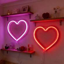 1pc Heart-Shaped Neon Light Wall Decor, LED Ambiance Lamp, Battery/USB Powered, Suitable For Birthday, Wedding, Party, Bedroom, Living Room Decoration - Small Love Neon Light - View 6