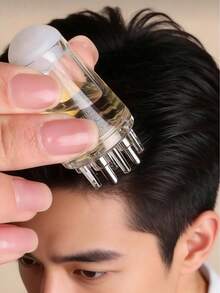 1个小型头皮按摩梳,滋养发根精华梳,精华液,营养液,护发素,精油滴管,可精准滴加液体或精油至发根,发夹,发饰,返校必备,旅行必备,居家必备,SPA,按摩工具,按摩。注意:本产品尺寸较小,其效果取决于添加的液体量。请按压并滚动顶部钢珠。 - 多色 - 查看 2