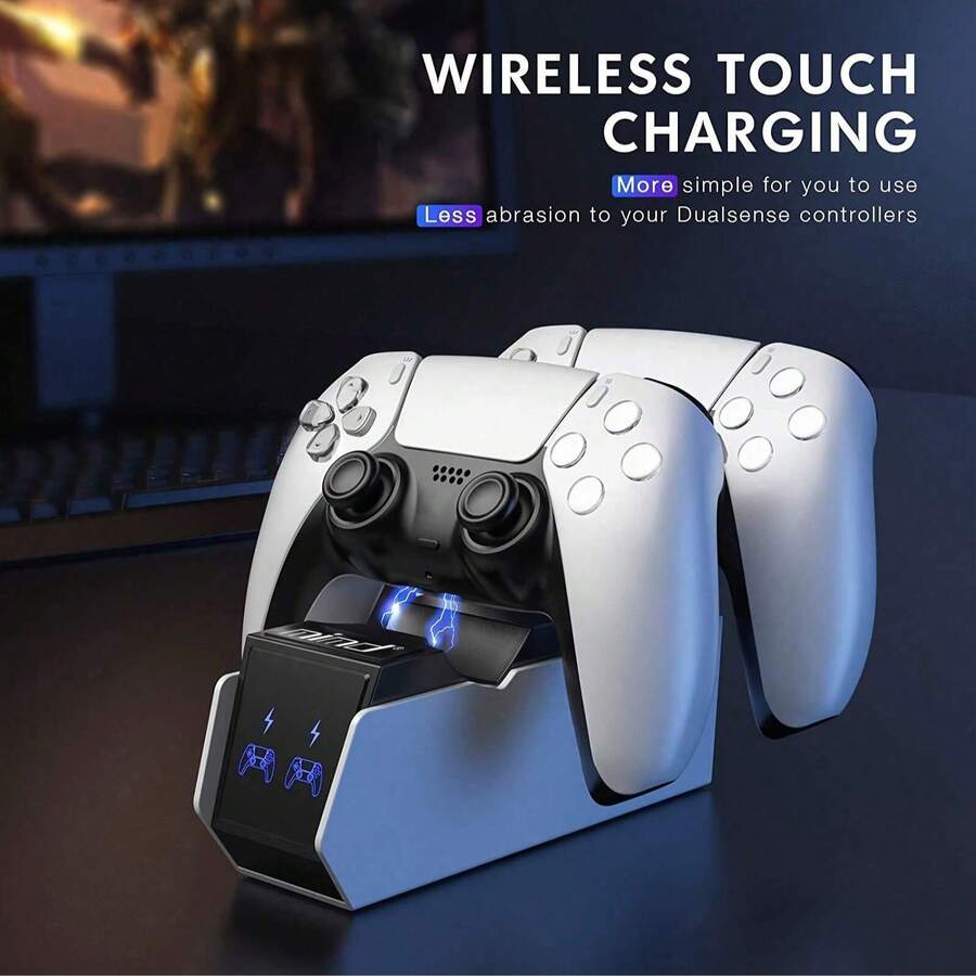 Puning P5 Dual Sense Controller Charging Dock - Dengan Dudukan Pengisian Ganda, Kompatibel dengan Kontroler P5 - Hitam dan Putih - View 1