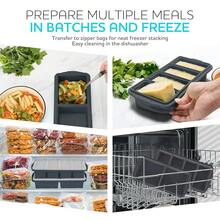 Freezer Tray With Lid-Soup Freezer Container Molds-Large Ice Cube Tray Set Makes 1-Cup & 2-Cup Portions Cubes Perfect For Preparing Meals In Different Portion Sizes Oven & Dishwasher - - Gray - 查看 3