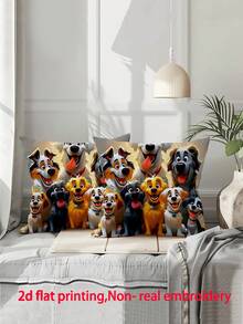 2 piezas Fundas de almohada con diseño de perro divertido y de dibujos animados, fundas de almohada creativas con diseño de animal para cabecera, fundas de almohada para sofá de sala de estar (No se incluyen los insertos de almohada) - 2pcs - Ver 3
