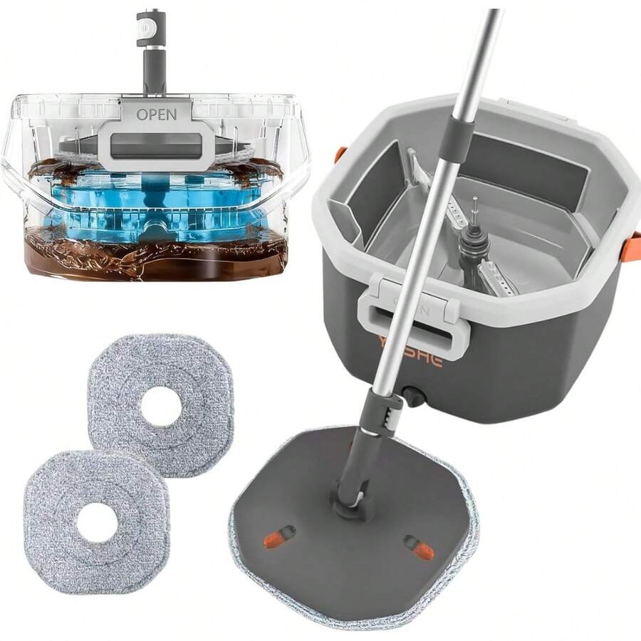Spin Mop And Bucket Set With Removable Inner Clean Water Bucket, Dual Water Separation System, Deep-Cleaning Mops For Floors - Default - View 1