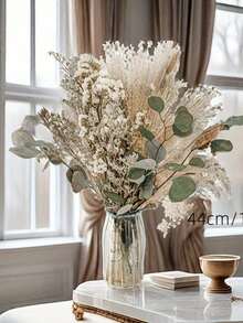 45 PCS Pampas Grass Decor, Dried Flowers Bouquet With Lavender Eucalyptus, Boho Table Centerpieces Rusti, For Valentines Day, Christmas, Mothers Day, Anniversary, Birthday, Wedding, Thanksgiving - Xanh quân đội - Xem 1
