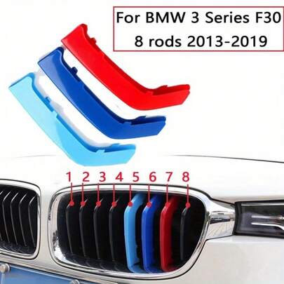 1set 3pcs M-Color For BMW Grille Insert Trims Stripe Car Grille Trim Clip For 3 Series F30 2013-2019 8 Rods 11 Rods