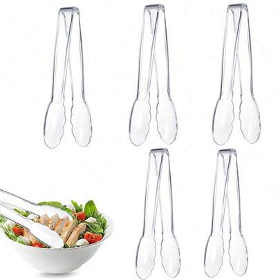 1/5Pcs Plastic Tongs For Serving Bulk Plastic Serving Tongs,Plastic Self-Serve Tongs,Transparent Plastic Clips, Mini Utensil Clips, Sugar Cube Small Ice Tongs,Clear Kitchen Clips, Serving Utensils Tongs,Heavy Duty Plastic Salad Tongs For Kitchen Buffets BBQ Parties Events (Transparent),Summer Sets,Halloween,Christmas, Thanksgiving,Harvest Festival,Autumn Decor,Gifts