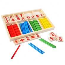 Wooden Math Learning Set With Numbered Blocks And Colored Counting Rods - Educational Counting Toys, Preschool STEM Learning Tools, Montessori Inspired Math Manipulatives, Kindergarten Number Recognition And Basic Arithmetic Practice Kit - Multicolor - View 7