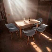 Sillas de Comedor Ergonomicas con Estructura de Madera Diseño Moderno Tipo Eames Vessel - Sillas para Sala Oficina e Interiores Minimalistas con Soporte de Acero Set 2 Piezas Gris 9865685 - gris - Ver 6