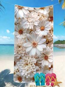 250克超柔软速干沙滩巾，70*140厘米/90*180厘米，浪漫花卉印花，高吸水性便携式游泳/浴巾，适用于沙滩、游泳、旅行、露营、健身 - 彩色 - 查看 7