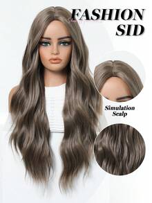 Tóc giả xoăn dài 28 inch màu nâu, kiểu gợn sóng, rẽ ngôi giữa, phù hợp cho nữ giới sử dụng hàng ngày, dự tiệc, cosplay, Halloween, Giáng sinh, Năm mới, lễ hội âm nhạc, quà tặng cho bé gái, quà tốt nghiệp mùa hè. - màu nâu - Xem 4