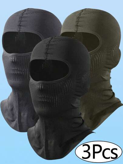 3Pcs/1pc Balaclava Face Mask Sun UV Protection Breathable Full Head Mask For Men Women Skiing Cycling Breathable Elastic Fit & Perfect For Outdoor Activities