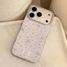 GUCADI 1pc Lavender Floral 17 Pro Max Phone Case, Soft Texture, Delicate Aesthetic, Compatible With Iphone 16/17 Series - White Glazed Vine Flower Butterfly - View 2