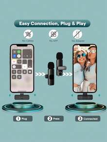 Wireless Lavalier Microphone For Smartphones, Type-C Interface, Plug And Play, 2.4G Ultra-Low Latency, Built-In Noise Reduction Chip, Suitable For Video Recording, Interviews, Podcasts, Vlogging - Black - View 4