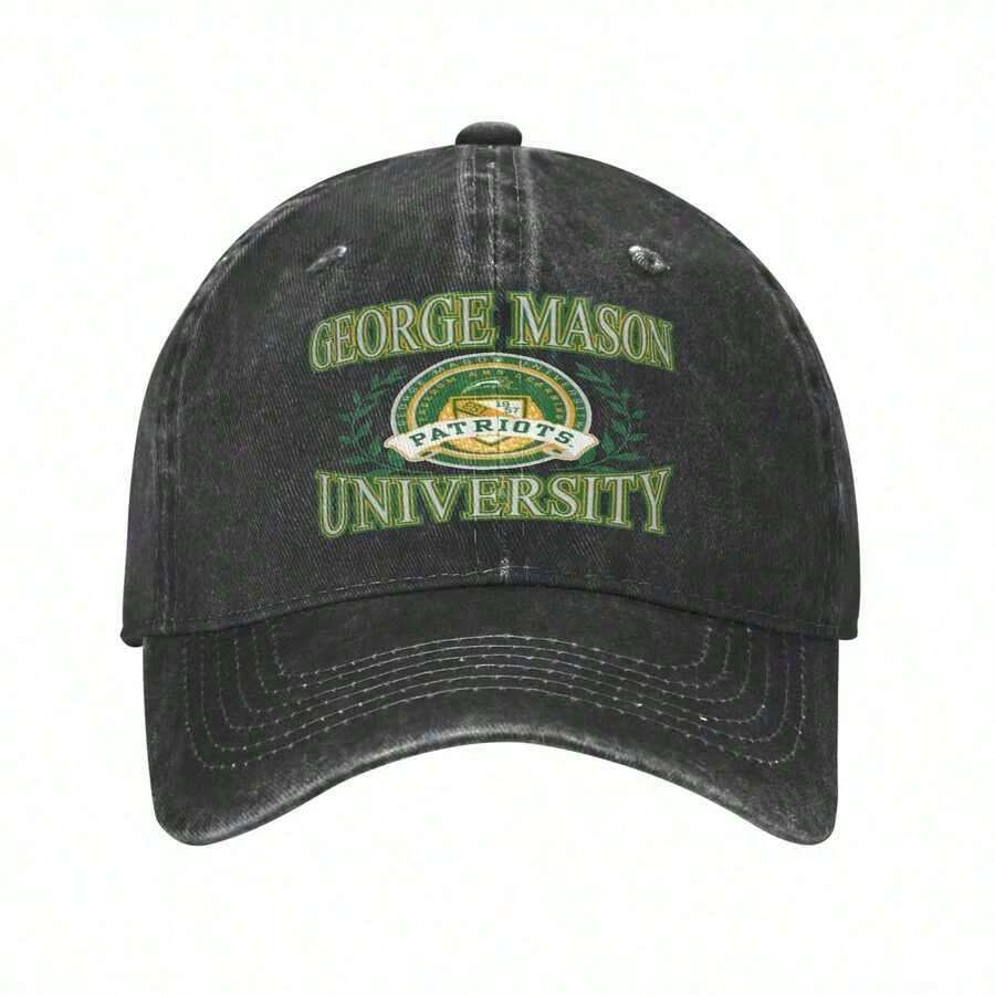 Dad Hat, George Mason University - Patriots Print, Washed Cotton, Vintage Style, Adjustable & Breathable, Fall Accessories, Unisex - A - View 1