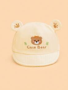 1 pieza Gorra de béisbol para bebé con bordado de oso de dibujos animados, sombrero ligero y transpirable para el sol, adecuado para salidas diarias en primavera/verano para bebés de 6 a 12 meses - Multicolor - Ver 5