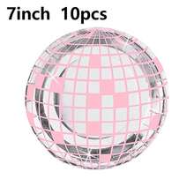 10 chiếc đĩa giấy dùng một lần hình quả cầu phát sáng màu hồng, thích hợp cho tiệc disco, tiệc tròn, lễ hội, sinh nhật, tiệc chiêu đãi, tiệc trà, đám cưới, thời trang. - A - Xem 10