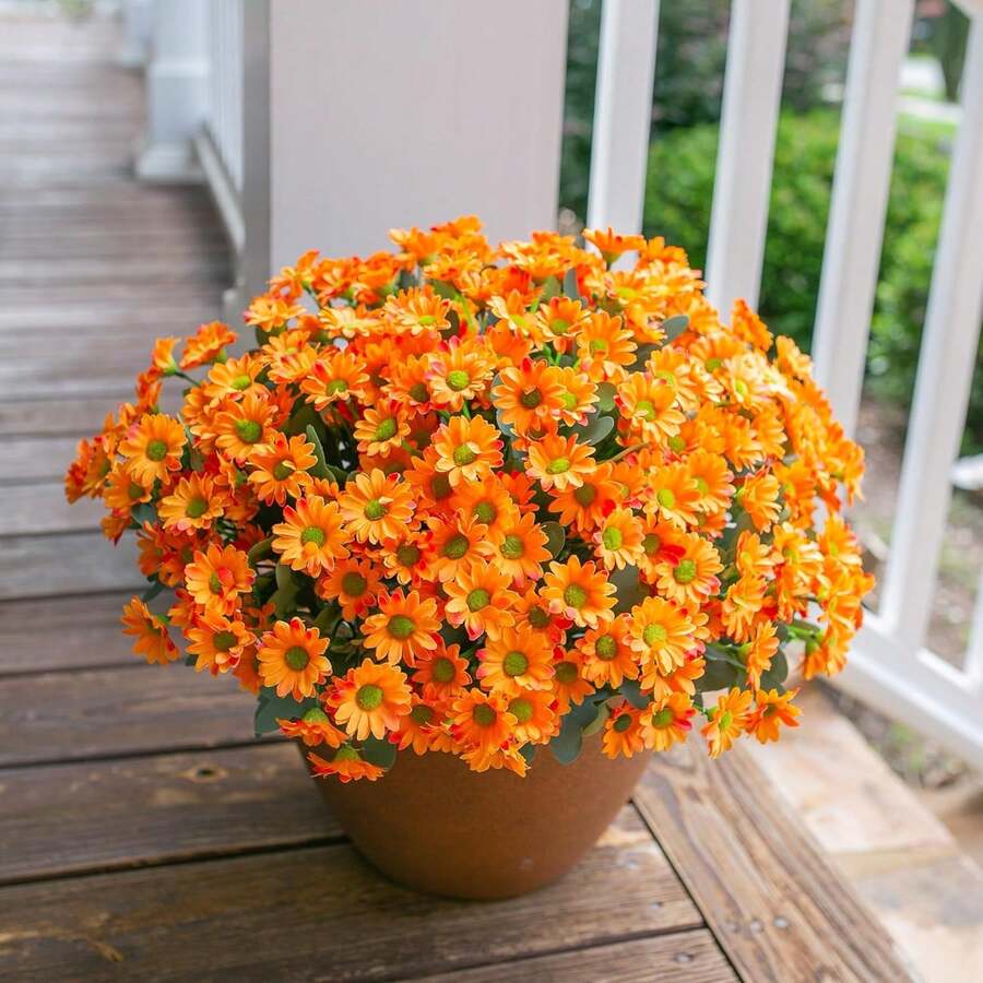 1 Stück 21-köpfiger künstlicher Gänseblümchen Blumenstrauß, Valentinstag Geschenkset, Dekoration für Hochzeit, Brautstrauß, Handgelenk Corsage, Boutonnière, Vase Dekoration Zuhause, Tortendeko für Geburtstagsfeiern, Neujahrs Dekoration, Fotografie Requisiten, Abschlussgeschenk, Frühlingsdekoration, Künstliche Pflanze - orange - Übersicht 1