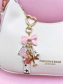1pc Elegant Pink Bow Travel Keychain Pendant, Oil Drop Airplane, Eiffel Tower, DIY Jewelry, Handbag Charm, Luggage Decoration, Shoulder Bag Accessory, Multifunctional Bag Charm, Car Decor, Cute Gothic Y2K Style, Holiday Gift - Nhiều màu 2 - Xem 13