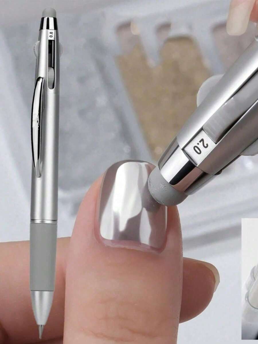 1 chiếc bút bi 4 trong 1 dùng để chấm móng nghệ thuật, có thước kẻ và đầu bút bấm, thích hợp cho vẽ tranh, điêu khắc, làm móng đính đá và sử dụng tại các tiệm nail. - Nhiều màu - Xem 1