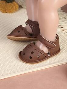 1 đôi dép xăng đan đơn giản họa tiết hoa cho bé sơ sinh, đa năng cho mùa hè. - màu nâu - Xem 3