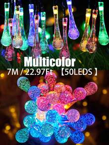 Solar Outdoor Garden Lights String,Water Drop Crystal String Lights,5M 20 Leds/7M 50 Leds 8 Modes Waterproof Fairy Light For Outdoor Patio Yard Party Holiday Christmas Tree,Home,Lawn,Wedding,Balcony,Camping Decor (Multicolor/Warm White/White) - Solar String Lights - Water Droplet Decorations - View 14