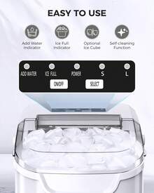 Countertop Ice Maker 9 Bullet Ice Cubes In 6 Mins, 26.5lbs/24Hrs, Ice Maker Machine With Self-Cleaning, Basket And Scoop For Home Office Kitchen Bar Party - 美規A型插(110-127V) - 查看 6