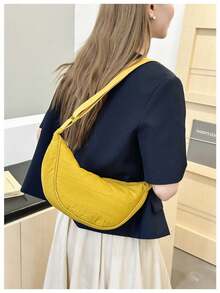 Bolso cruzado casual y de moda para mujer, bolso de hombro versátil, bolso de mujer de nailon ligero - Amarillo - Ver 3