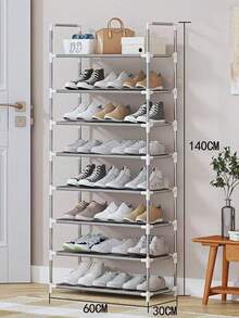 1pc 8-Layer Freestanding Stainless Steel Shoe Rack With Shoe Shelf, Storage Rack - 灰色 - 查看 7