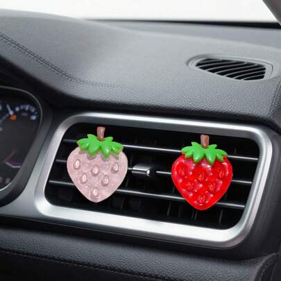 1 chiếc trang trí cửa gió điều hòa ô tô hình quả dâu tây dễ thương, thiết kế 3D trong suốt sáng tạo, phù hợp để trang trí cửa gió điều hòa ô tô cho nữ, không mùi thơm - Chỉ dùng để trang trí