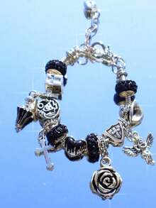 1pc Gothic Style Charm Bracelet, 1pc Dark Style Charm Bracelet, 1pc Symbol Angel Devil Charm Bracelet, Party Cosplay Bracelets - Silver - View 3