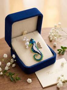 Broches de lujo con rinoestras de pulpo y perla de caballito de mar - Alfileres de vida marina para mujeres y unisex para fiestas casuales, accesorios de joyería, regalos para amigos, insignias y decoración - vida marina - Ver 5