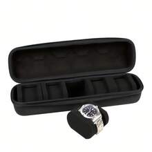 5-Slot Watch Storage Box, Unisex Hard Shell Watch Organizer Case With Soft Cushions And Handle, Portable Watch Storage Bag - Multicolor - View 8